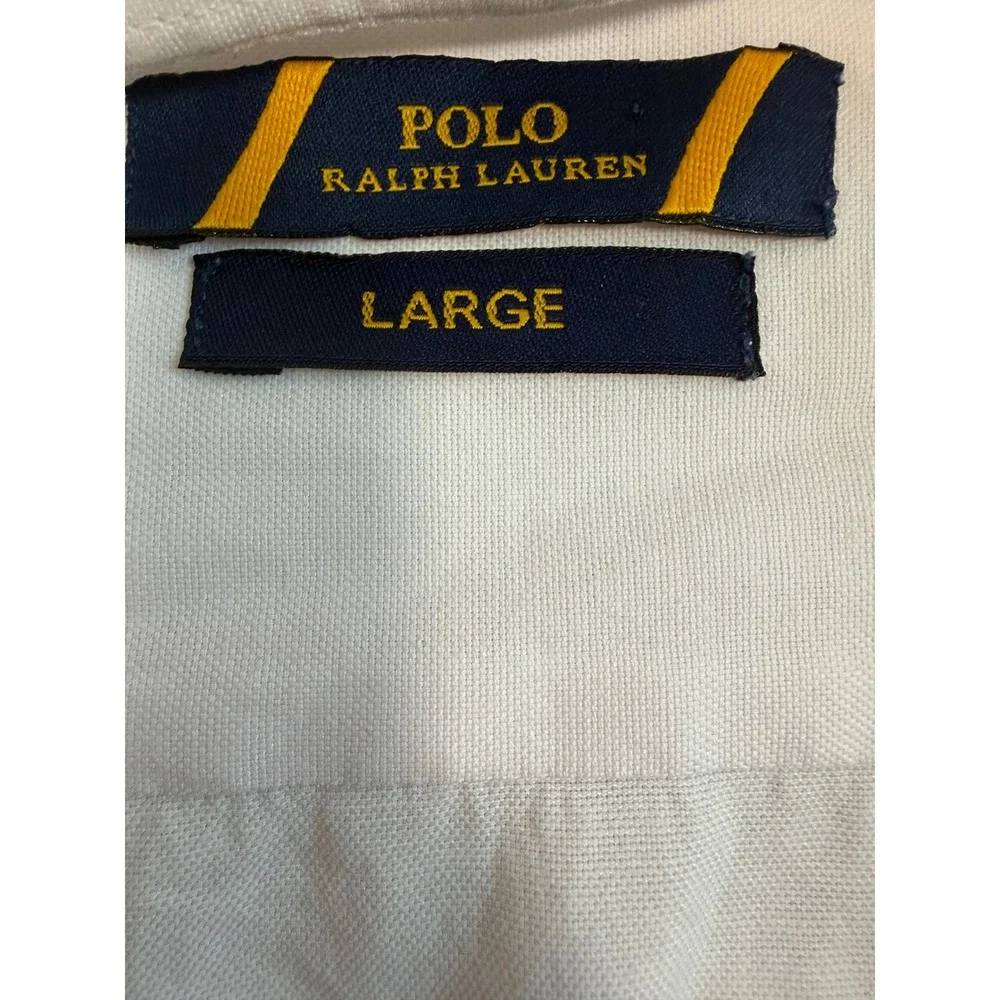 Polo Ralph Lauren Shirt Mens Large White Cotton Bamboo Button Down Classic Pony